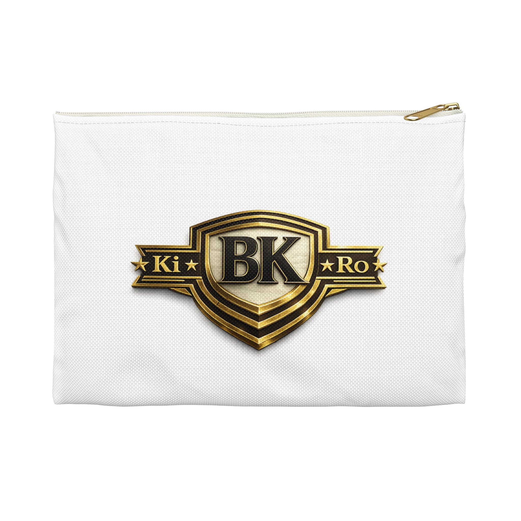 BK Shield Accessory Pouch — Gold Crest Makeup & Travel Organizer