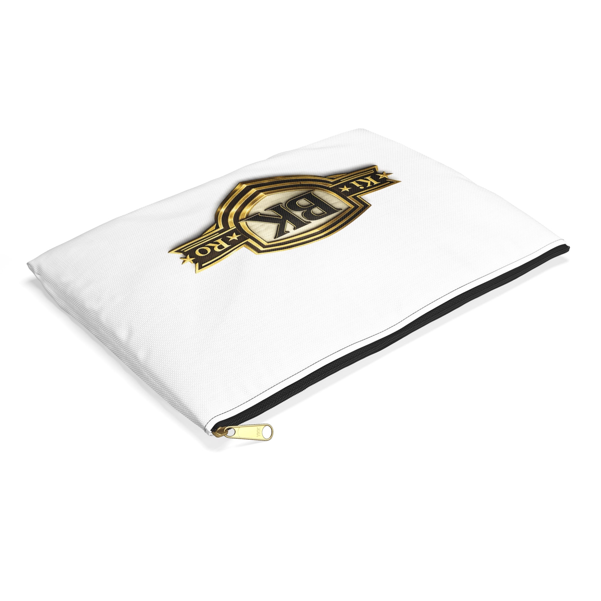 BK Shield Accessory Pouch — Gold Crest Makeup & Travel Organizer
