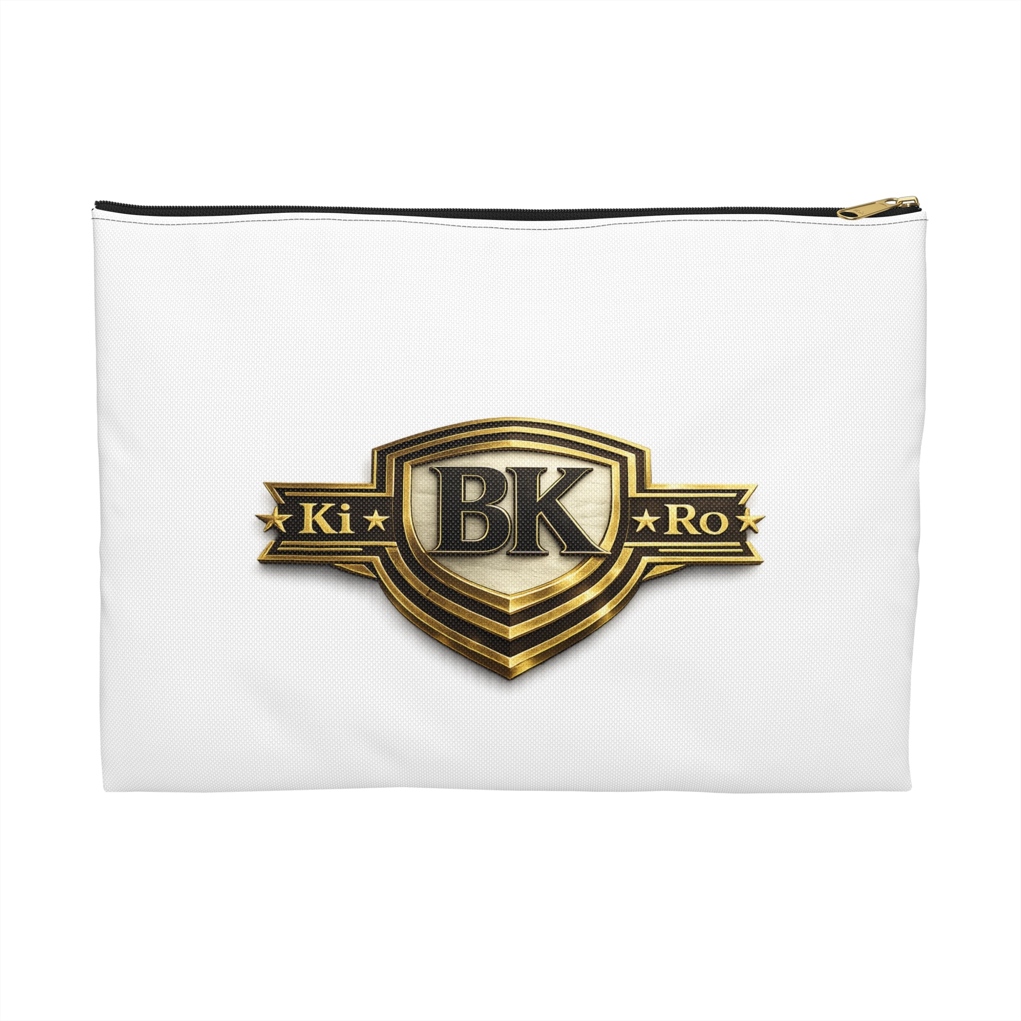 BK Shield Accessory Pouch — Gold Crest Makeup & Travel Organizer