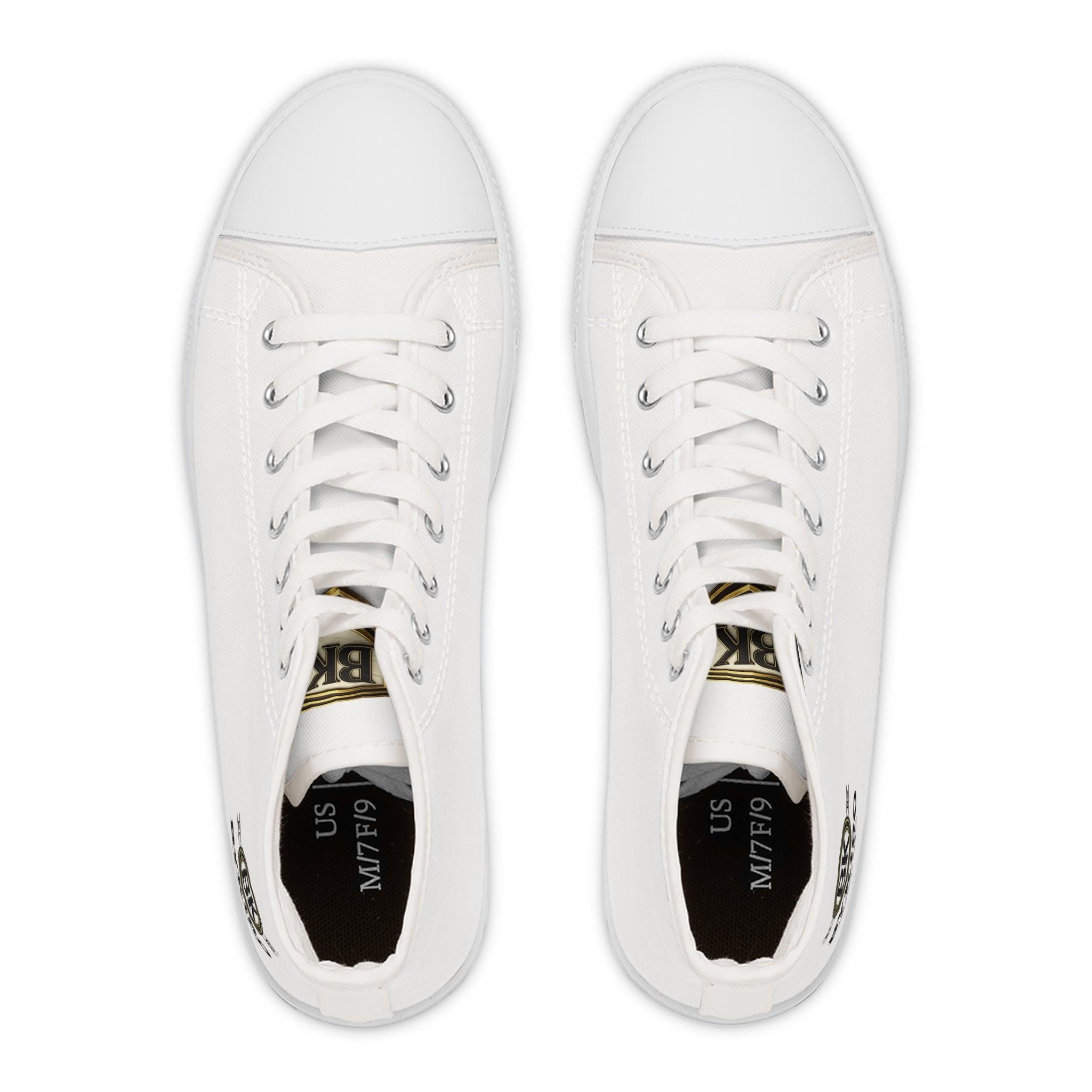Women's High Top Sneakers — Classic White Canvas Casual Shoes