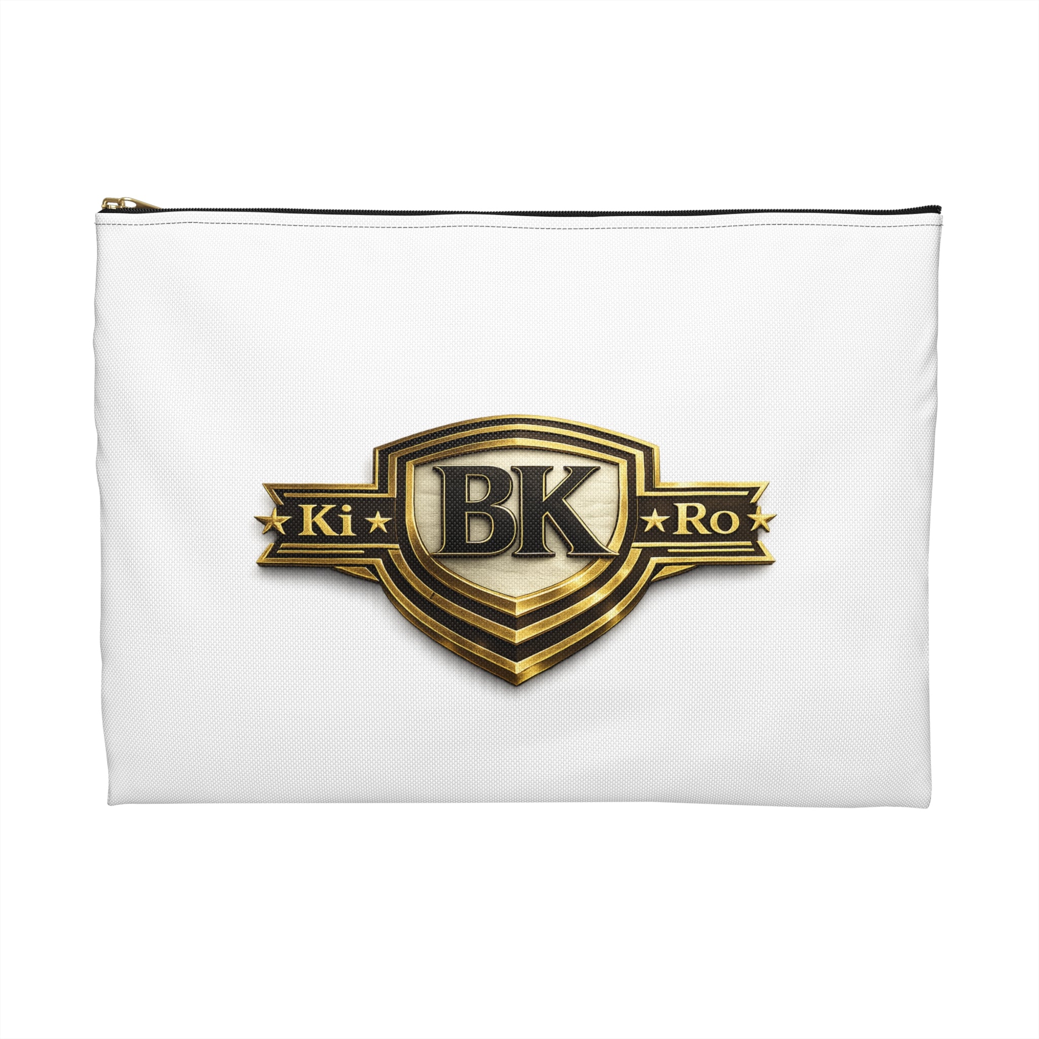 BK Shield Accessory Pouch — Gold Crest Makeup & Travel Organizer