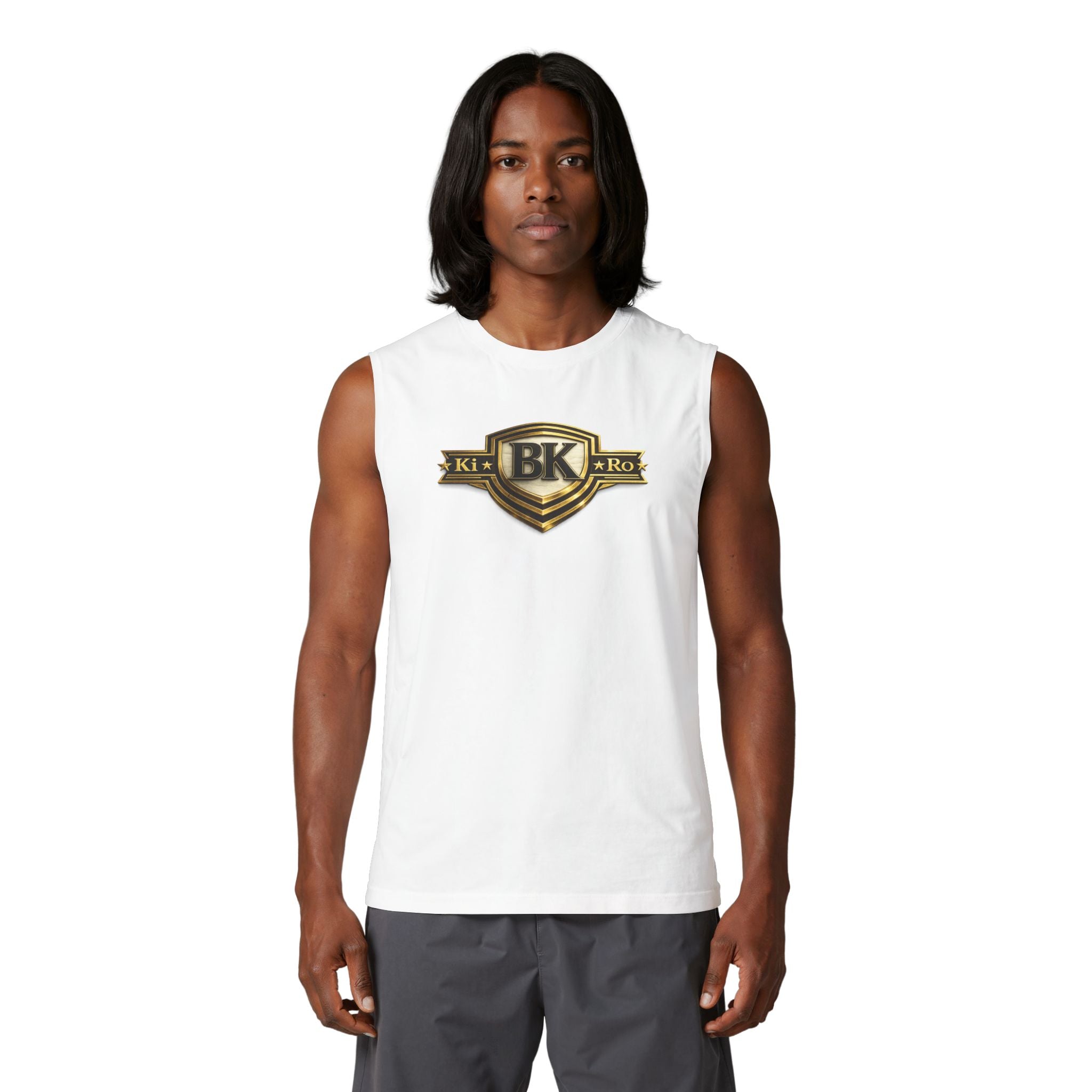 BK Shield Muscle Tank — Vintage Gold Crest Logo Tank Top